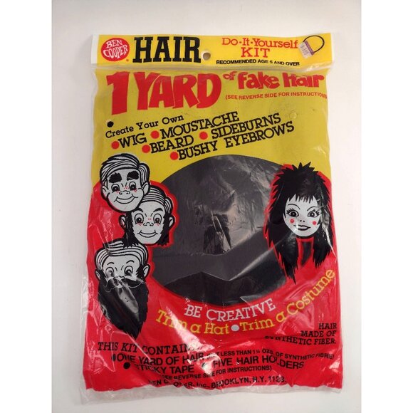 Ben Cooper Vintage 1 Yard Fake Hair Do-It-Yourself Kit Wigs Moustaches Beards - Picture 1 of 4